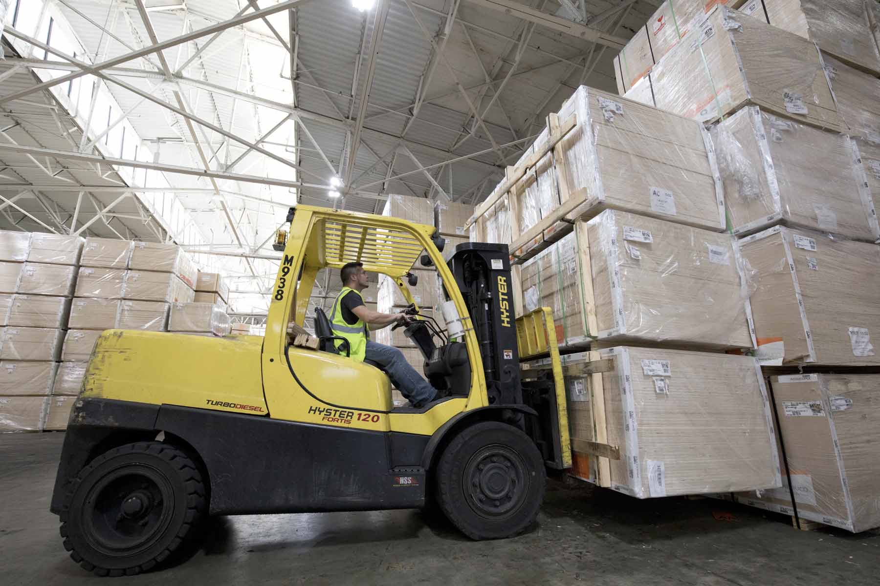 forklift operating in warehouse